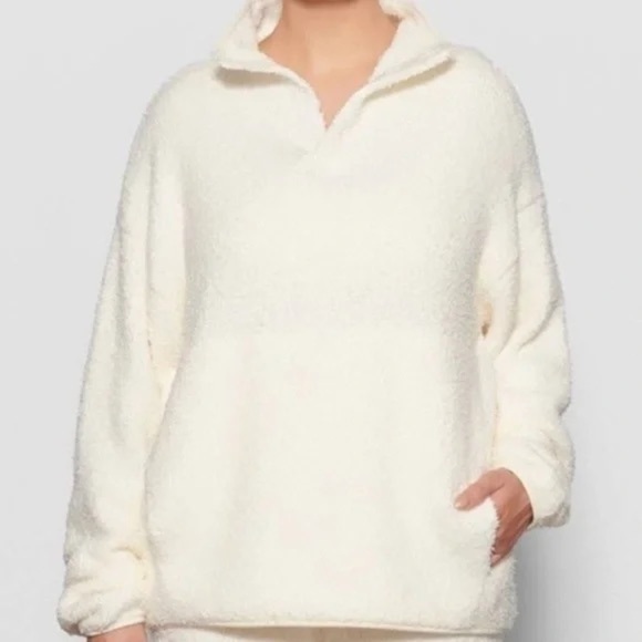 Skims Cozy Sherpa Snap Pullover Cream - Picture 1 of 9